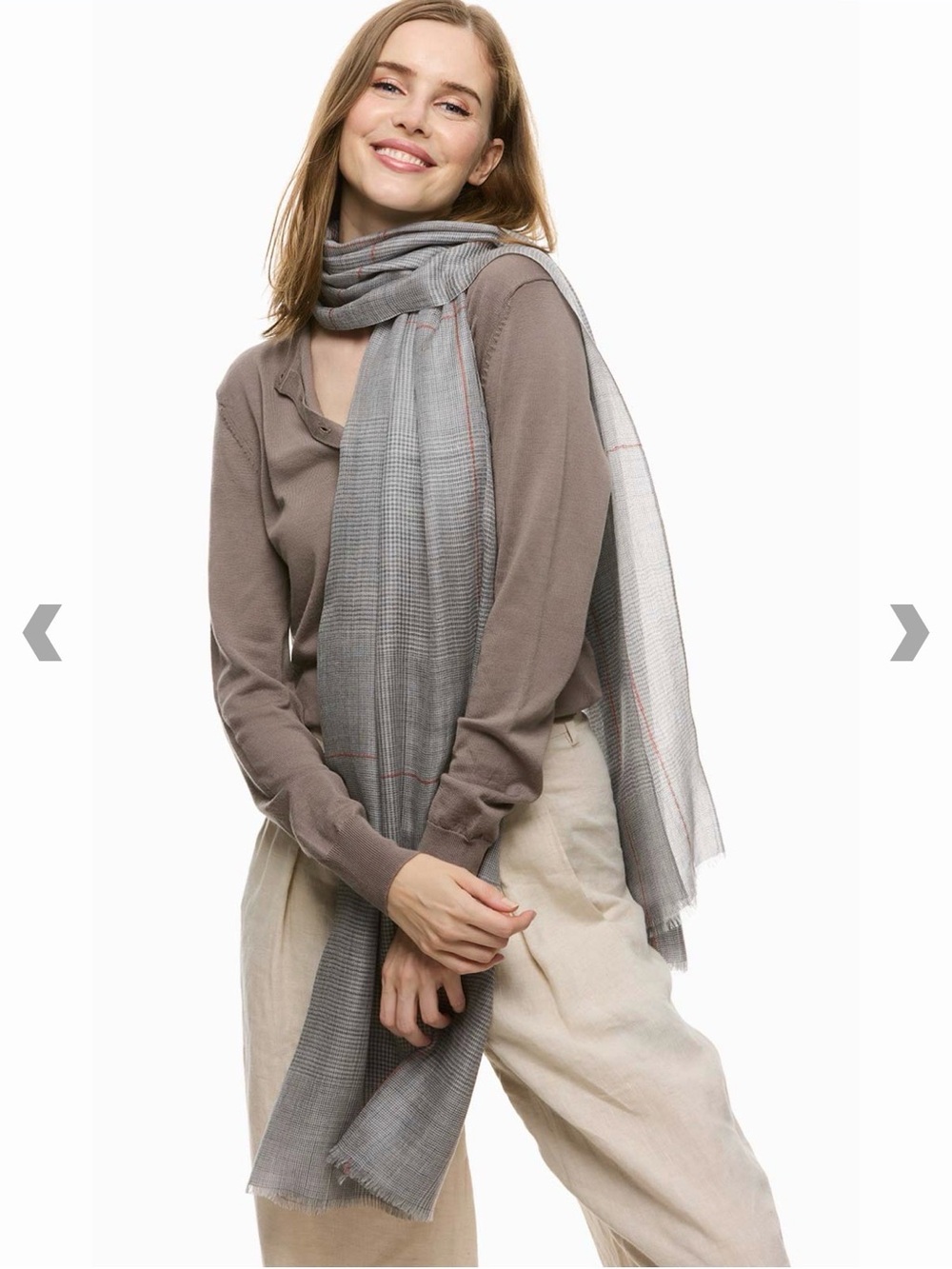 Light Gray Plaid Cashmere Scarf by Ovcio 🩶🧡